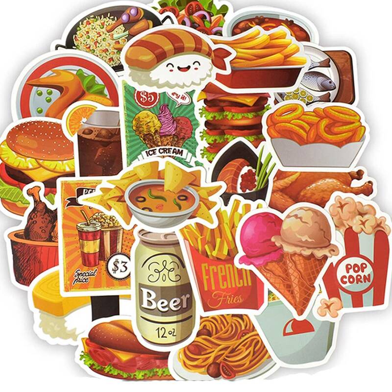 

50pcs Delicious Fast Food Print Sticker