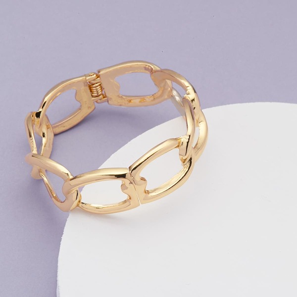 

Chain Link Hinge Opening Bracelet, Gold
