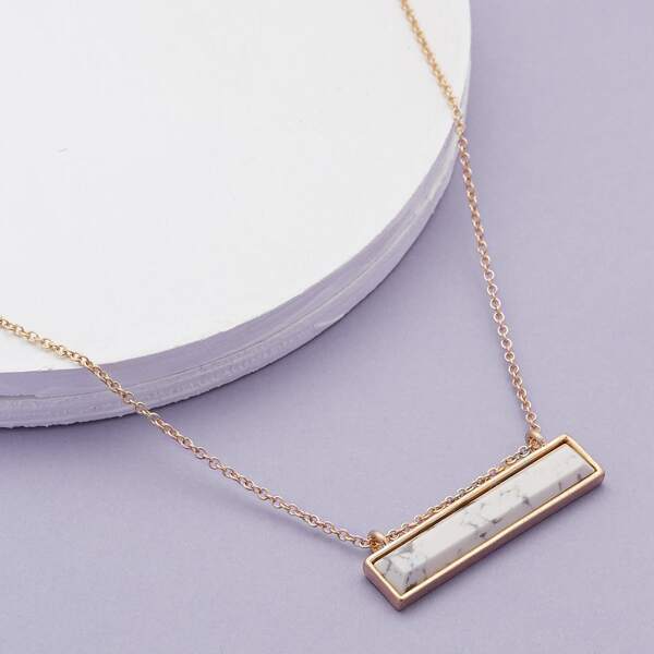 

Marble Bar Pendant Necklace, Multicolor