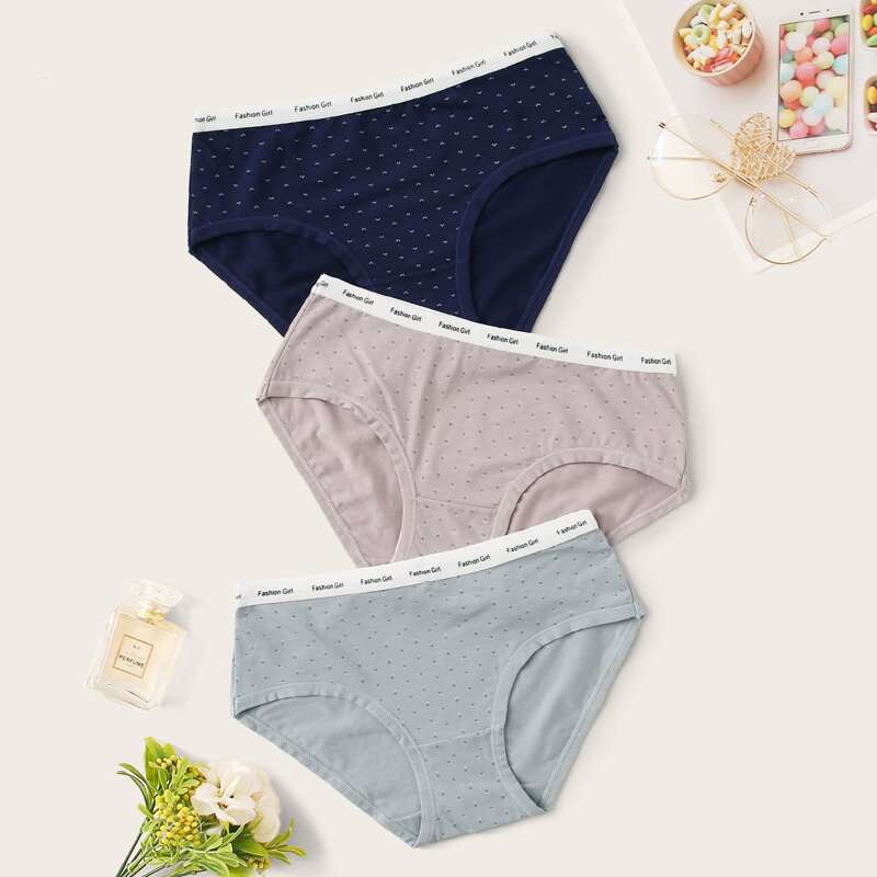 

3pack Letter Tape Panty Set, Multicolor