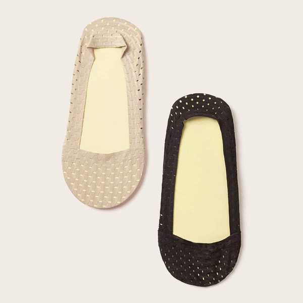 

2pairs Hollow Out Invisible Socks, Multicolor