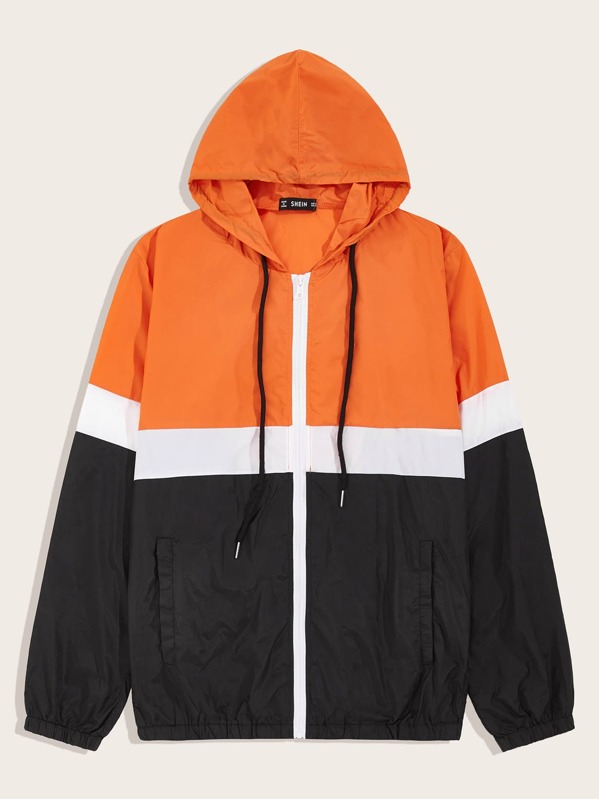 

Men Zip Up Colorblock Windbreaker Jacket, Multicolor