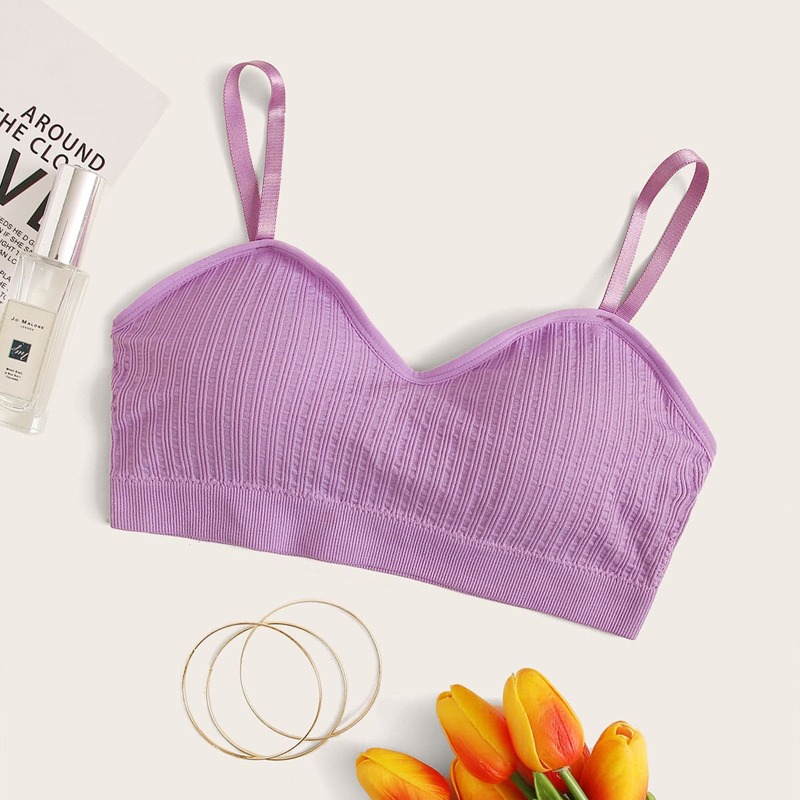 

Ribbed Adjustable Strap Bralette, Purple