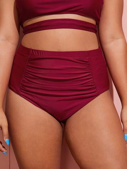 Plus Ruched High Waist Bikini Panty