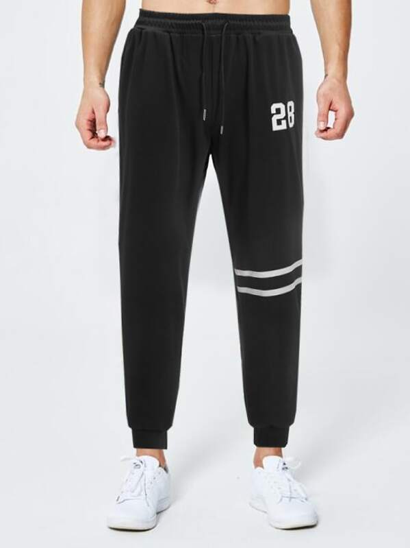 

Men Letter Graphic Drawstring Sweatpants, Black