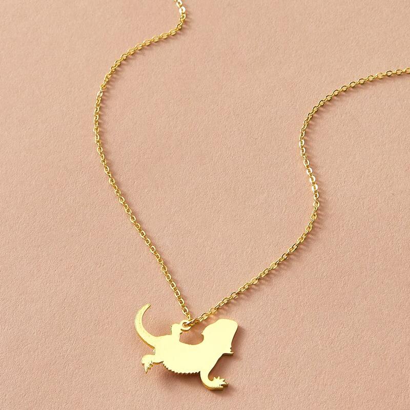 

1pc Gecko Pendant Necklace, Gold