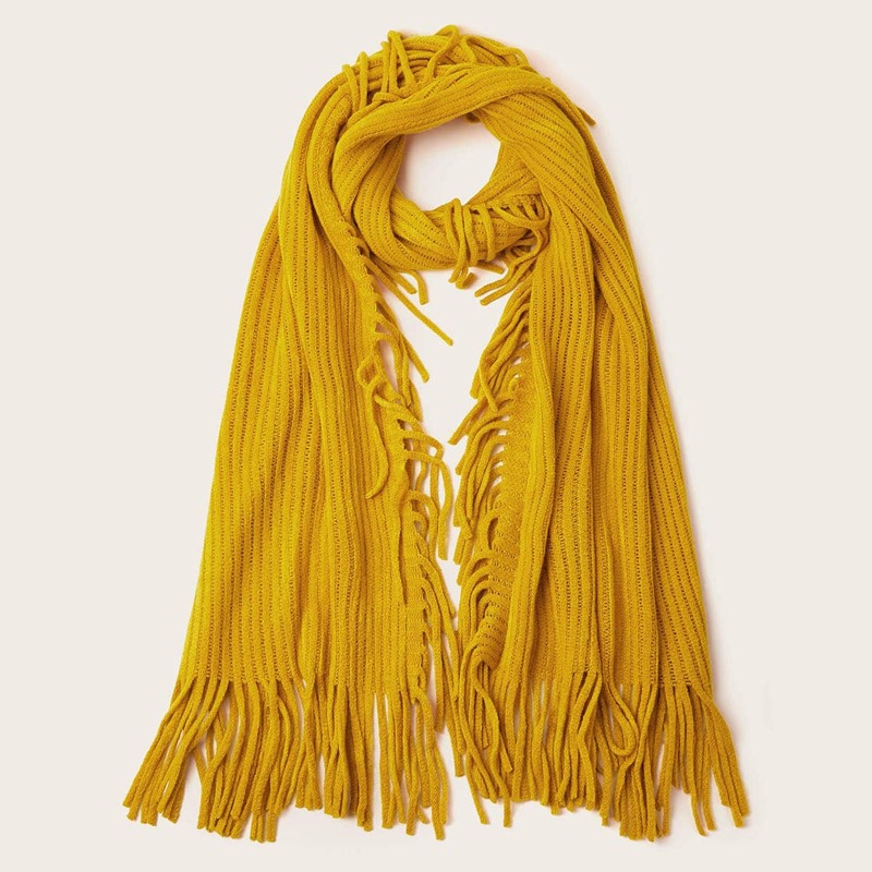 

Solid Fringe Scarf, Yellow