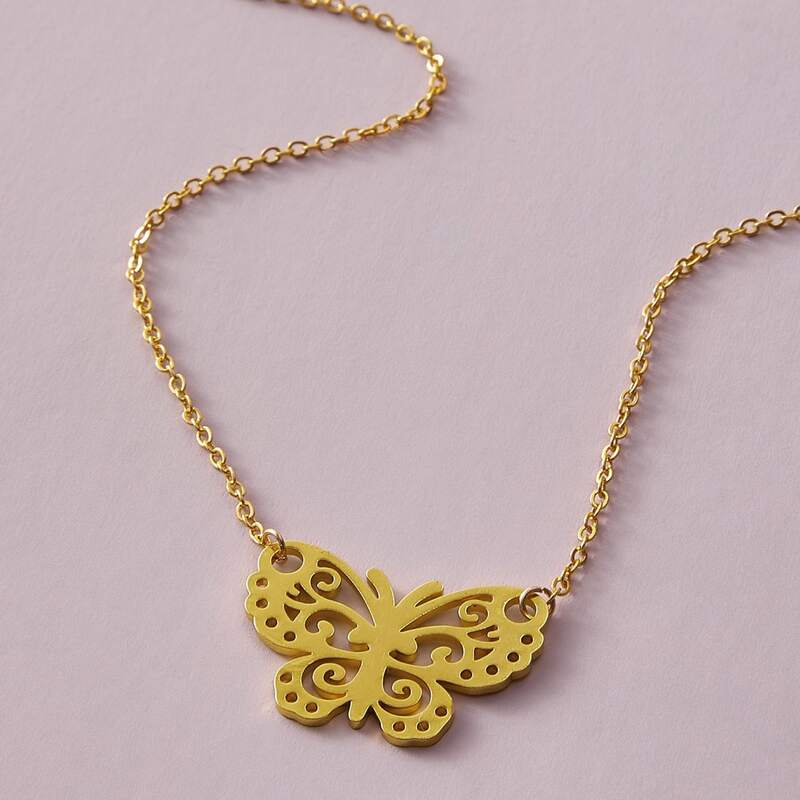 

1pc Butterfly Charm Necklace, Gold