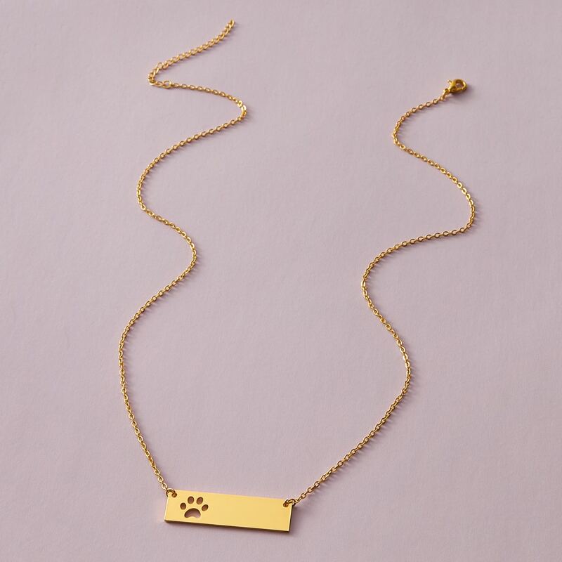 

1pc Footprint & Geometric Charm Necklace, Gold