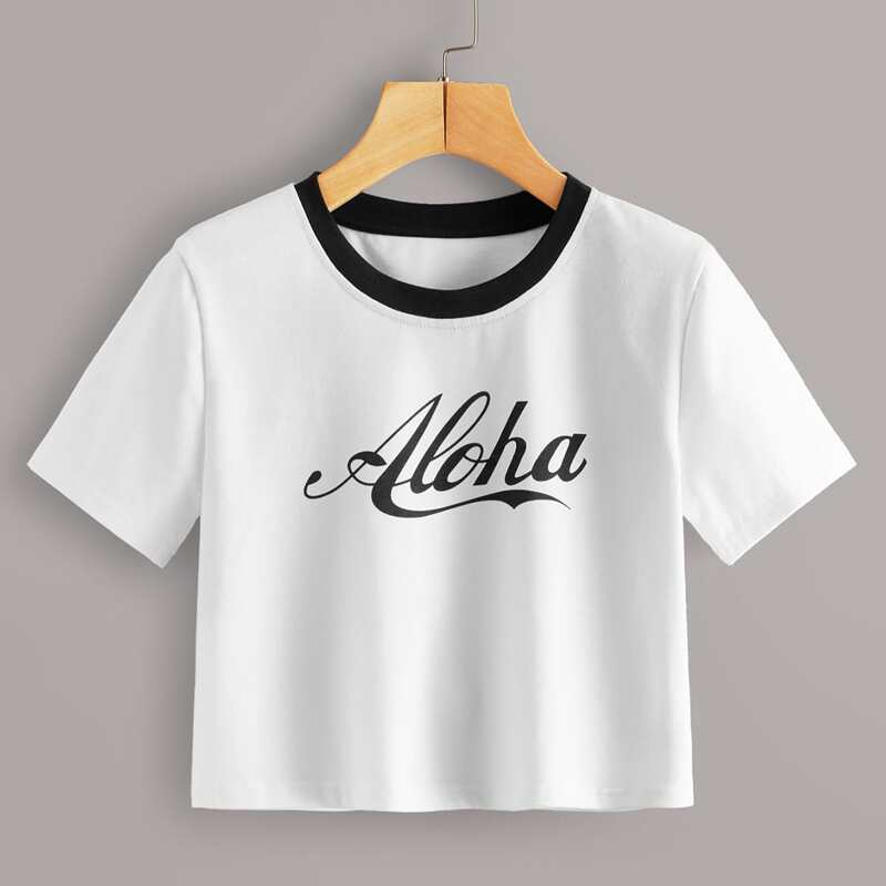 

Letter Graphic Ringer Tee, White