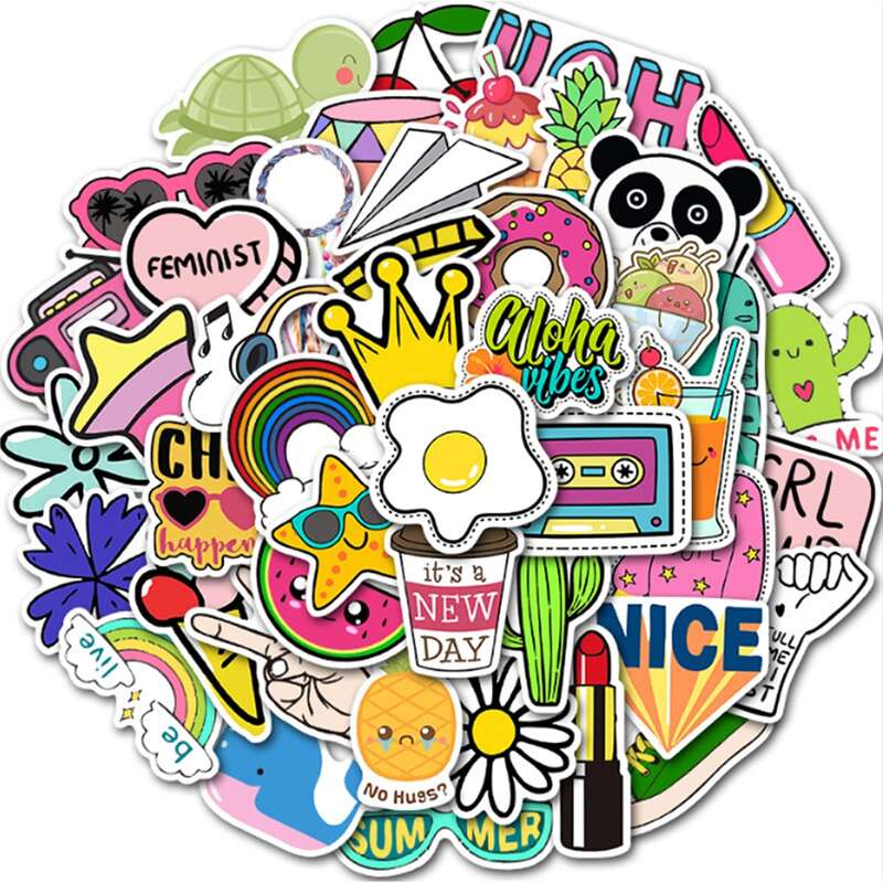 

50pcs Cartoon & Rainbow Pattern Sticker