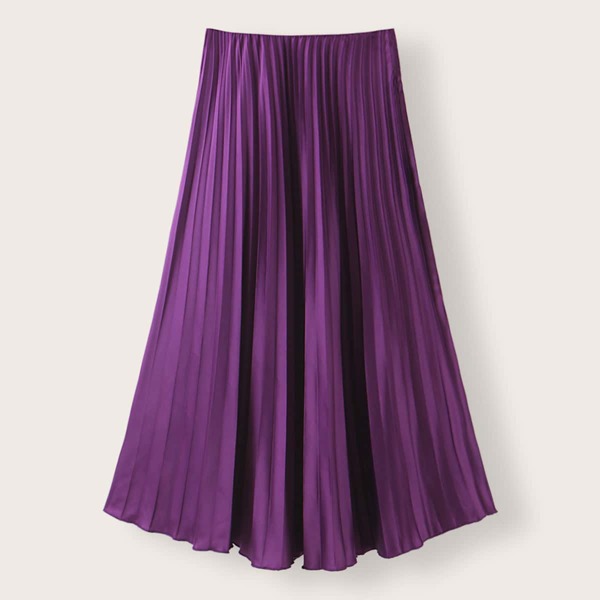 

Solid Longline Pleated Skirt, Purple