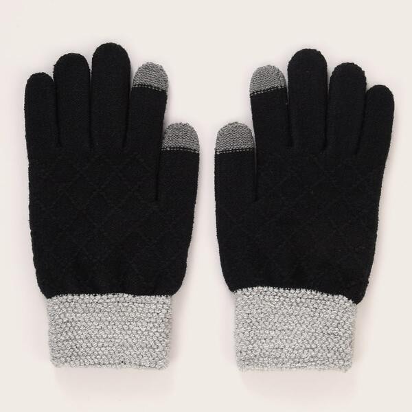 

Men Color Block Gloves, Black