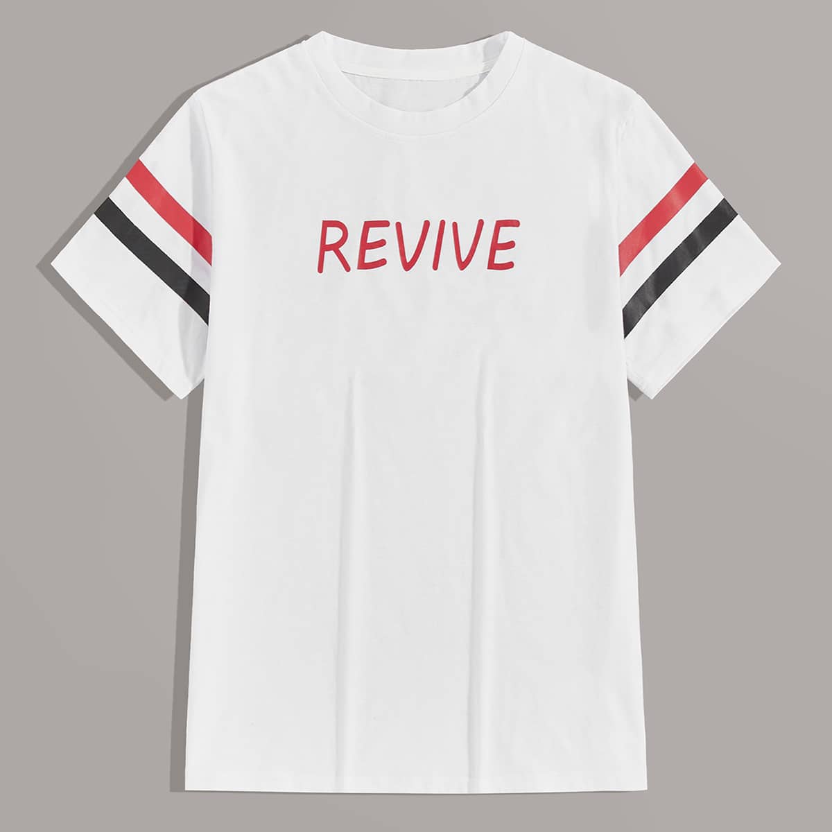 

Guys Stripe And Letter Graphic Tee, White