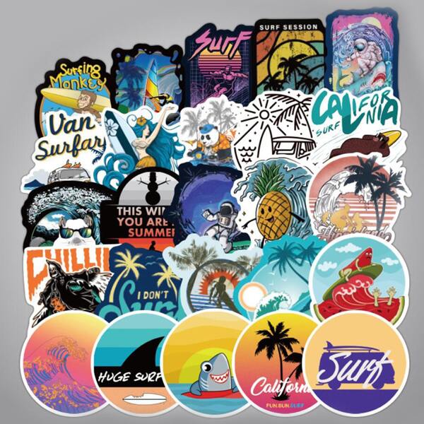 

105pcs Summer Surfing Print Sticker