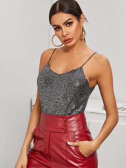 Sequin Spaghetti Strap Cami Top
