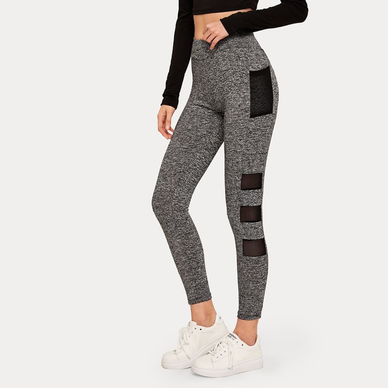 

Contrast Mesh Grey Leggings