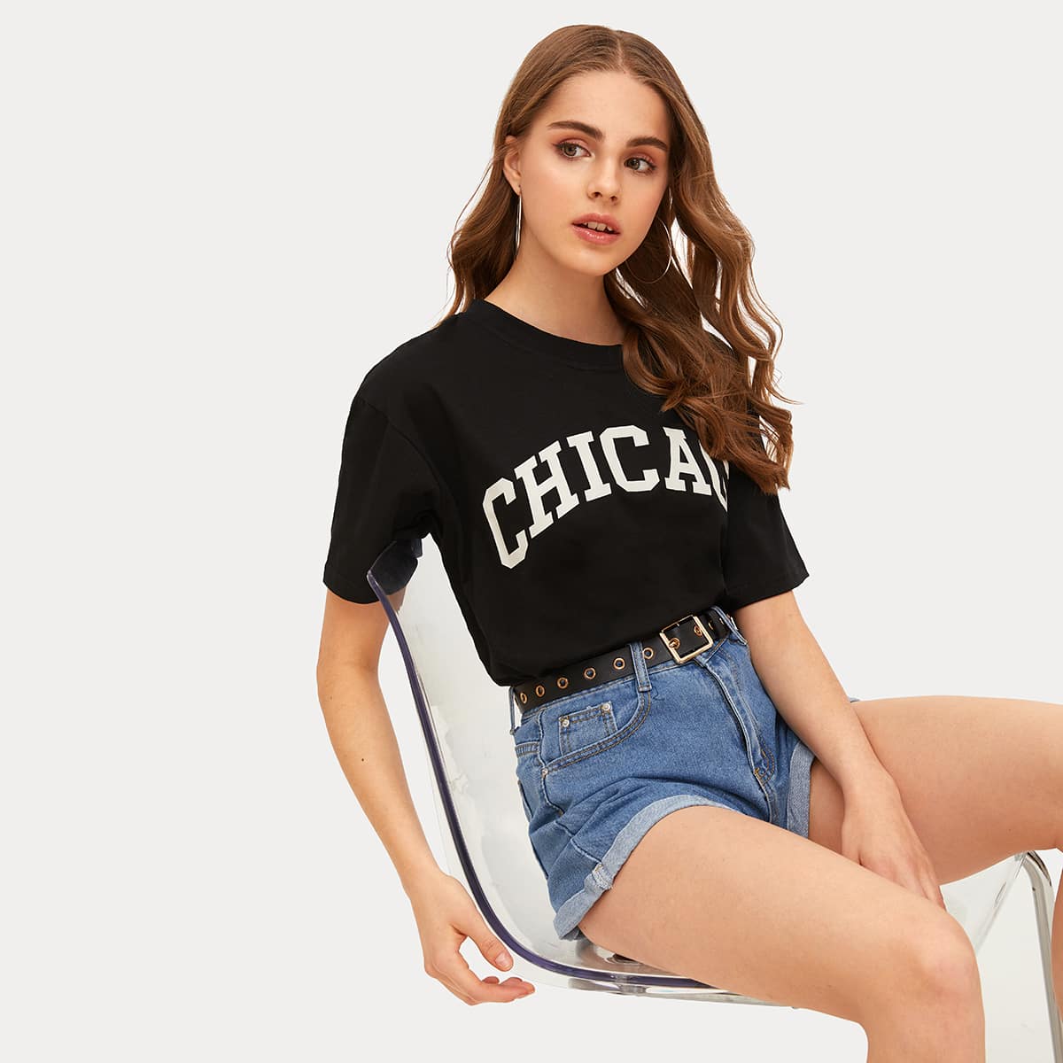Letter Graphic Black Tee