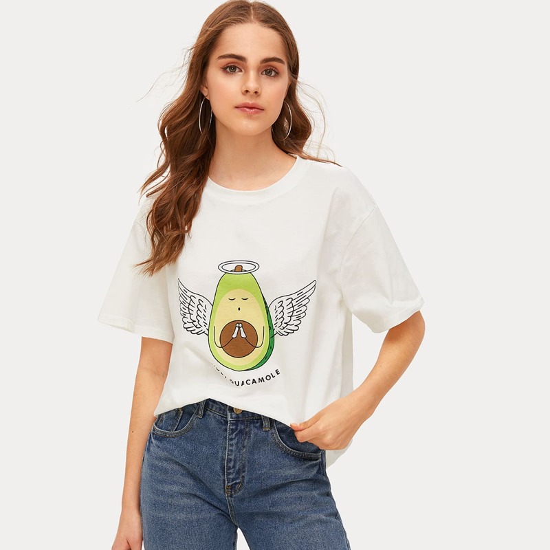

Avocado Angle & Letter Graphic Tee, White