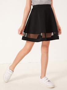 SHEIN Falda amplia de niñas con malla