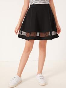 SHEIN Falda amplia de niñas con malla