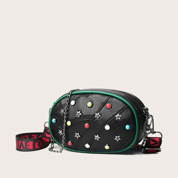 

Декор Fanny Pack с шипами и графическим ремешком с шипами, Чёрный