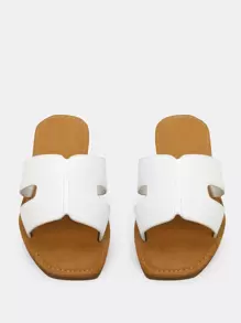 Single Band H Cut Out Slide Sandals Holiday Vacay Vibe For And Spring Shoes Spring Break Easter - White - View 3