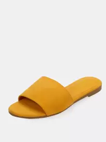 Open Toe Wide Band Slide On Mule Sandals Spring Shoes Spring Break Easter Vacation Shoes Casual Shoes Beach Shoes Mother's Day Present - Mustard Yellow - View 3