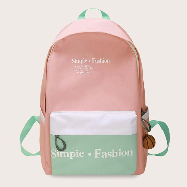 

Letter Graphic Color Block Backpack, Multicolor