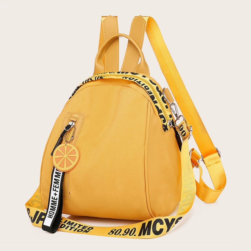 

Letter Graphic Zip Front Backpack, Yellow