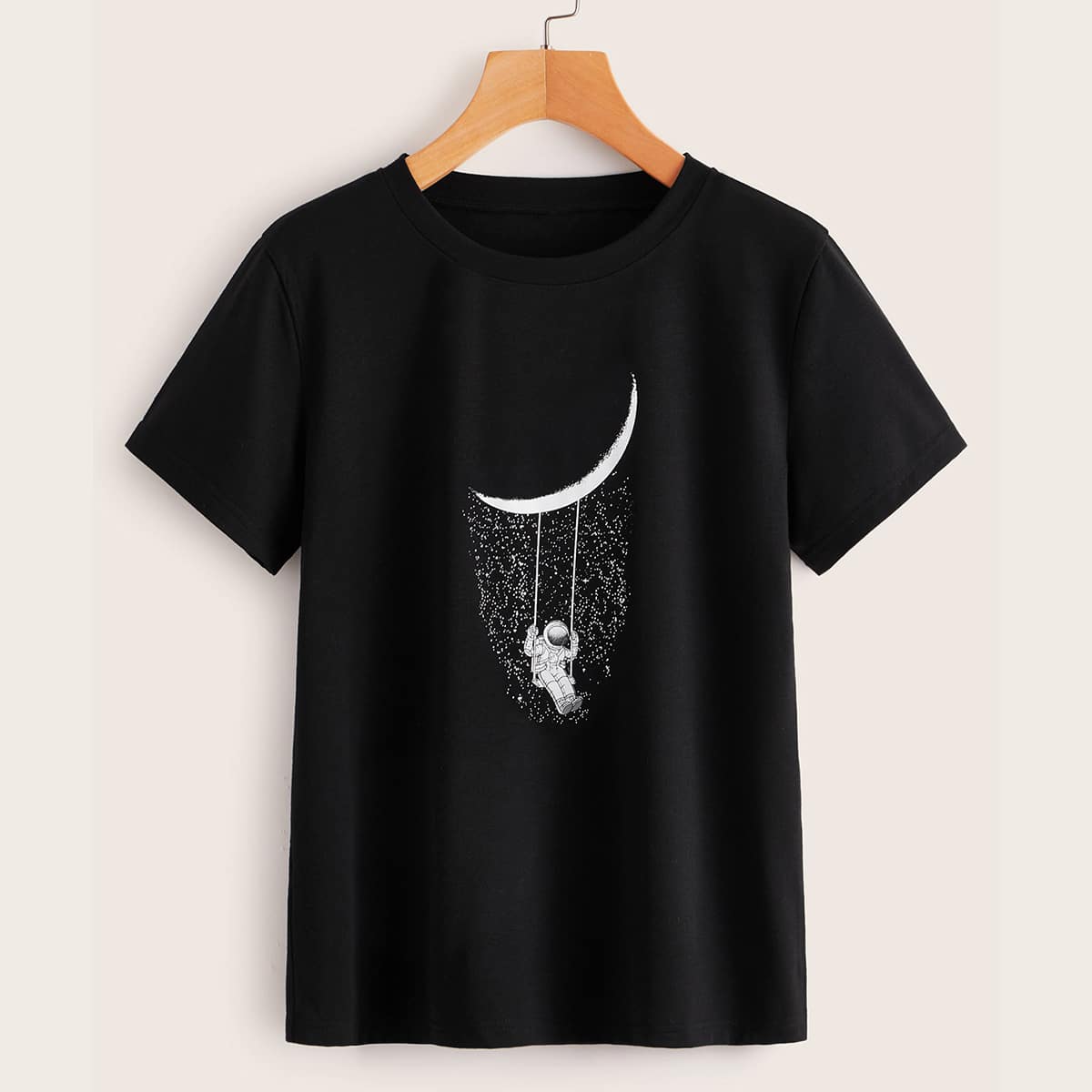

Galaxy & Figure Print Tee, Black