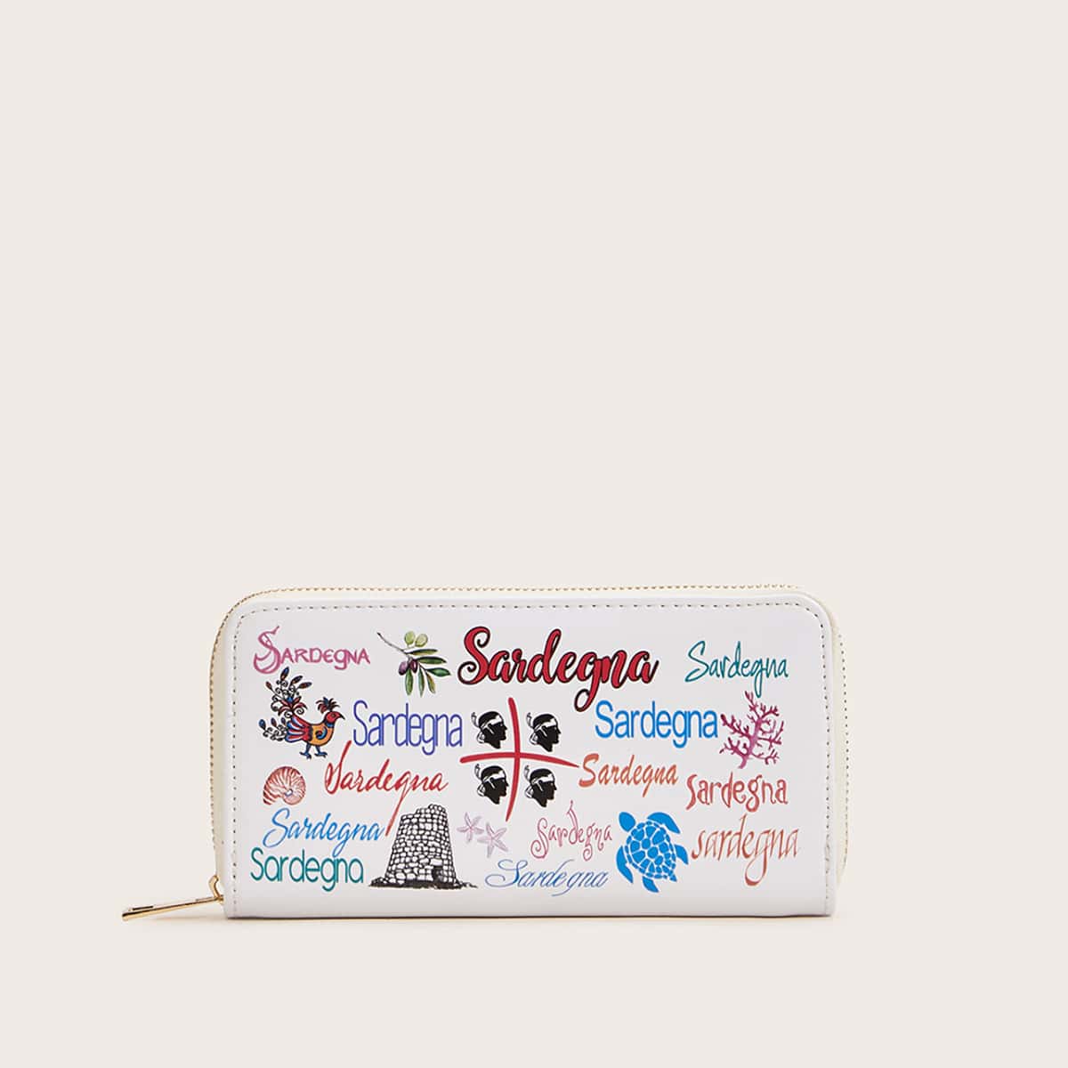 

Letter Graphic Zip Around Purse, Multicolor