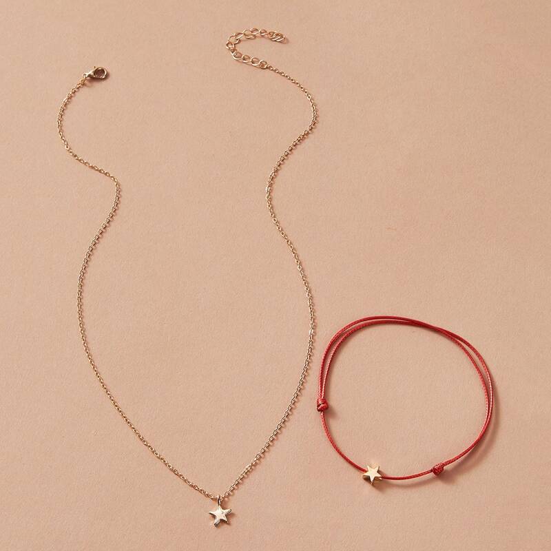 

2pcs Simple Star Charm Necklace & Bracelet Set