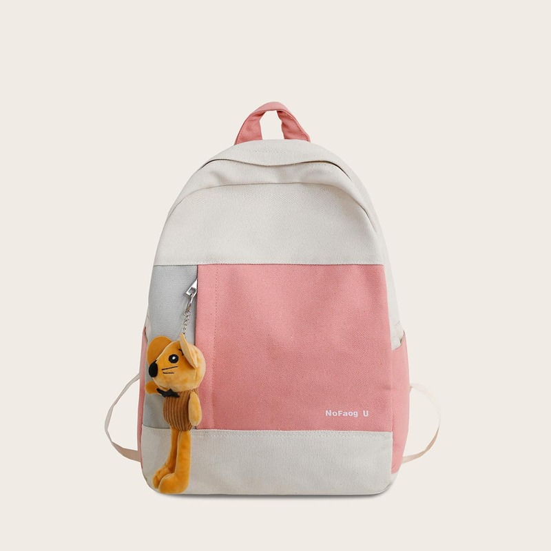 

Color Block Toy Charm Backpack, Multicolor