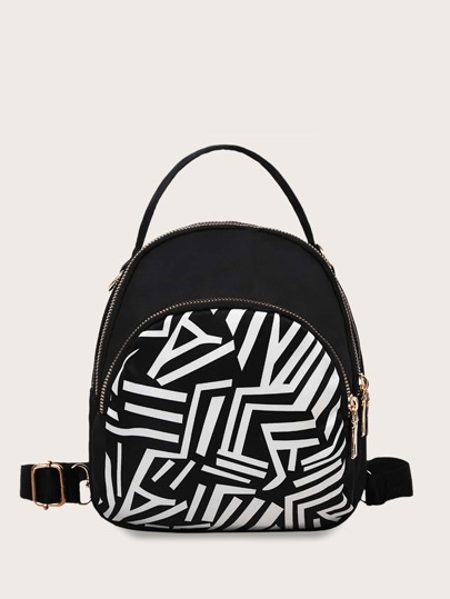 Striped Curved Top Backpack
