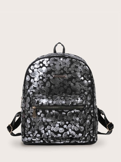 Geometric Graphic Pocket Front Backpack