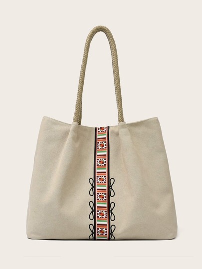 Tribal Print Canvas Tote Bag