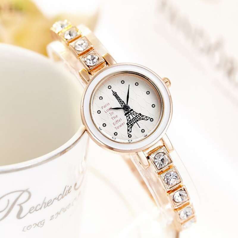

Tower Print Rhinestone Bracelet Watch