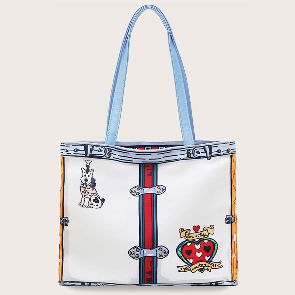 

Dog & Heart Graphic Canvas Tote Bag, Multicolor