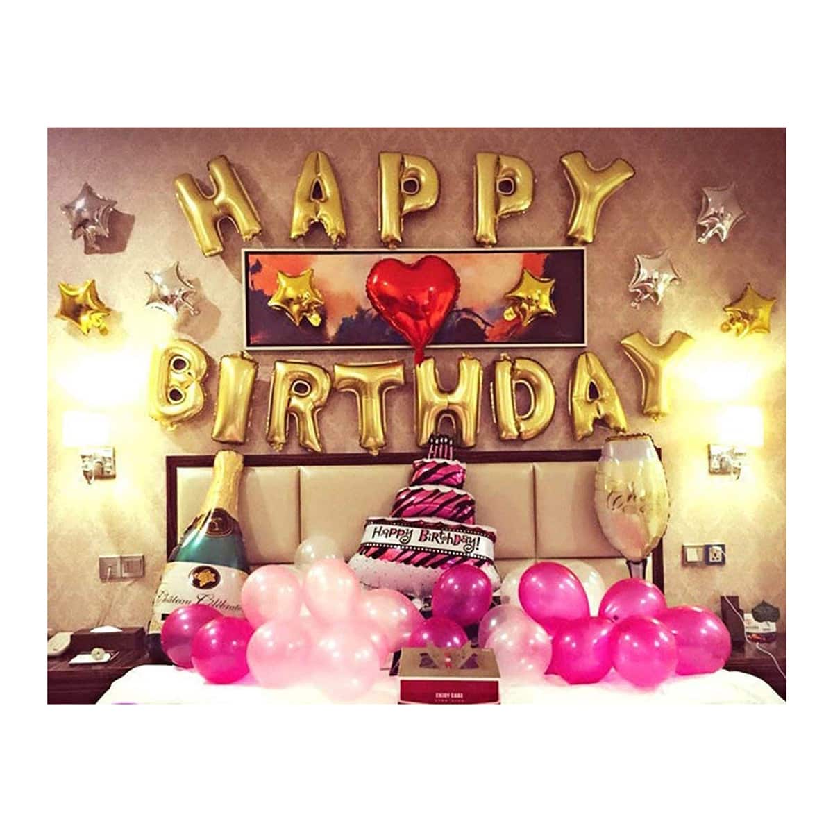 

Alphabet Design Happy Birthday Balloon, Gold