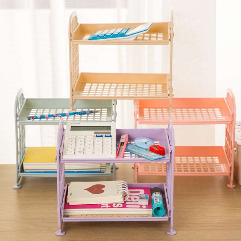 

1pc Double Layer Plastic Storage Rack, Multicolor