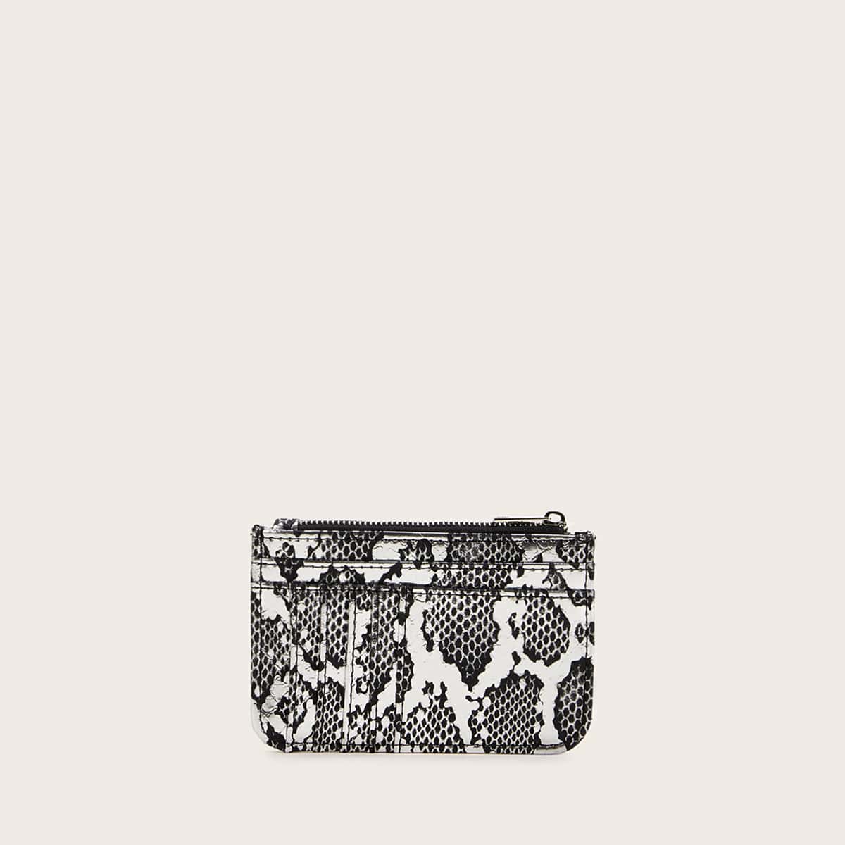 

Snakeskin Print Wallet With Card Holder, Black and white