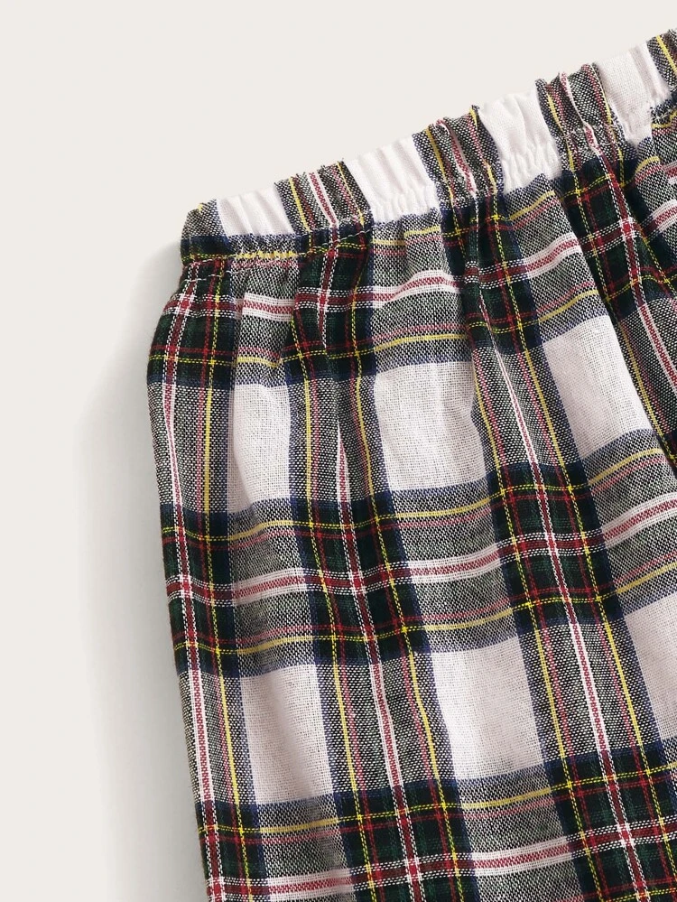 Tween Boy Letter & Plaid Print PJ Set