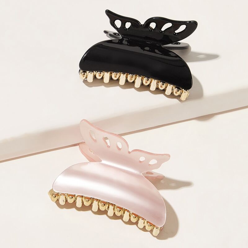 

2pcs Butterfly Decor Hair Claws, Multicolor