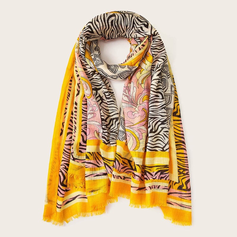 

Zebra Stripe Pattern Scarf, Multicolor