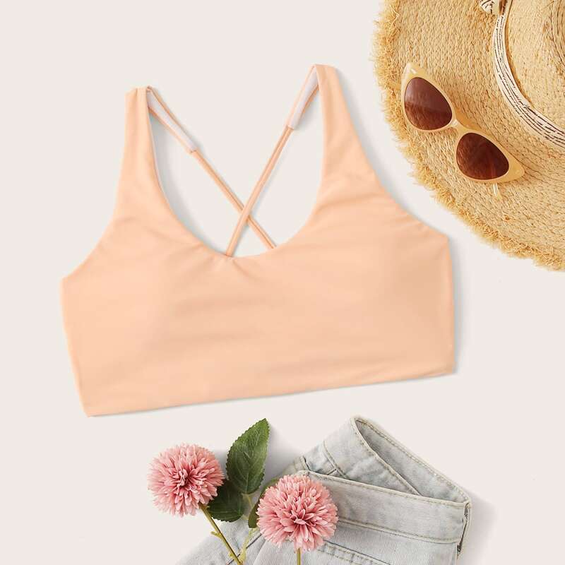

Criss Cross Swimming Top, Pink pastel