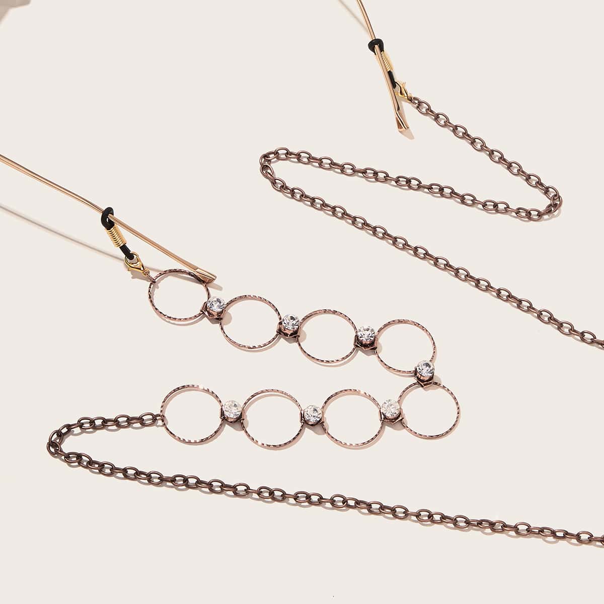 

Rhinestone Engraved Hoop Glasses Chain, Gold