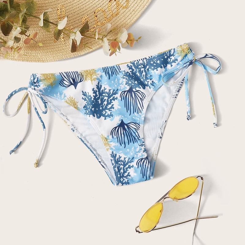 

Leaf Print Tie Side Bikini Panty, Multicolor