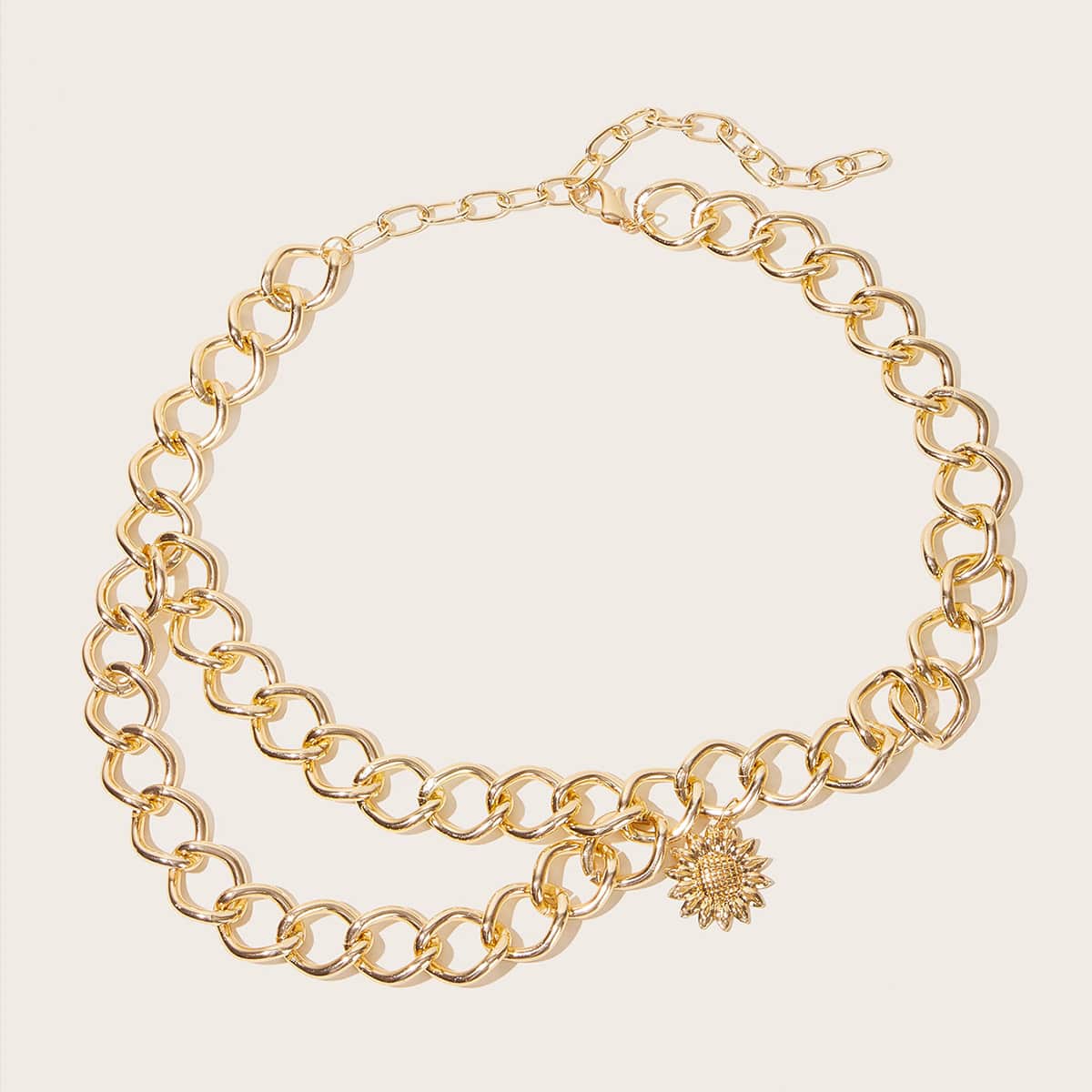 

Sunflower Decor Waist Chain Belt, Gold