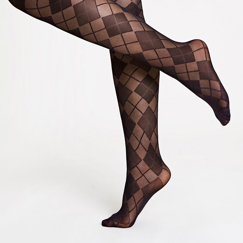 

Geometric Mesh Socks-pantyhose, Black